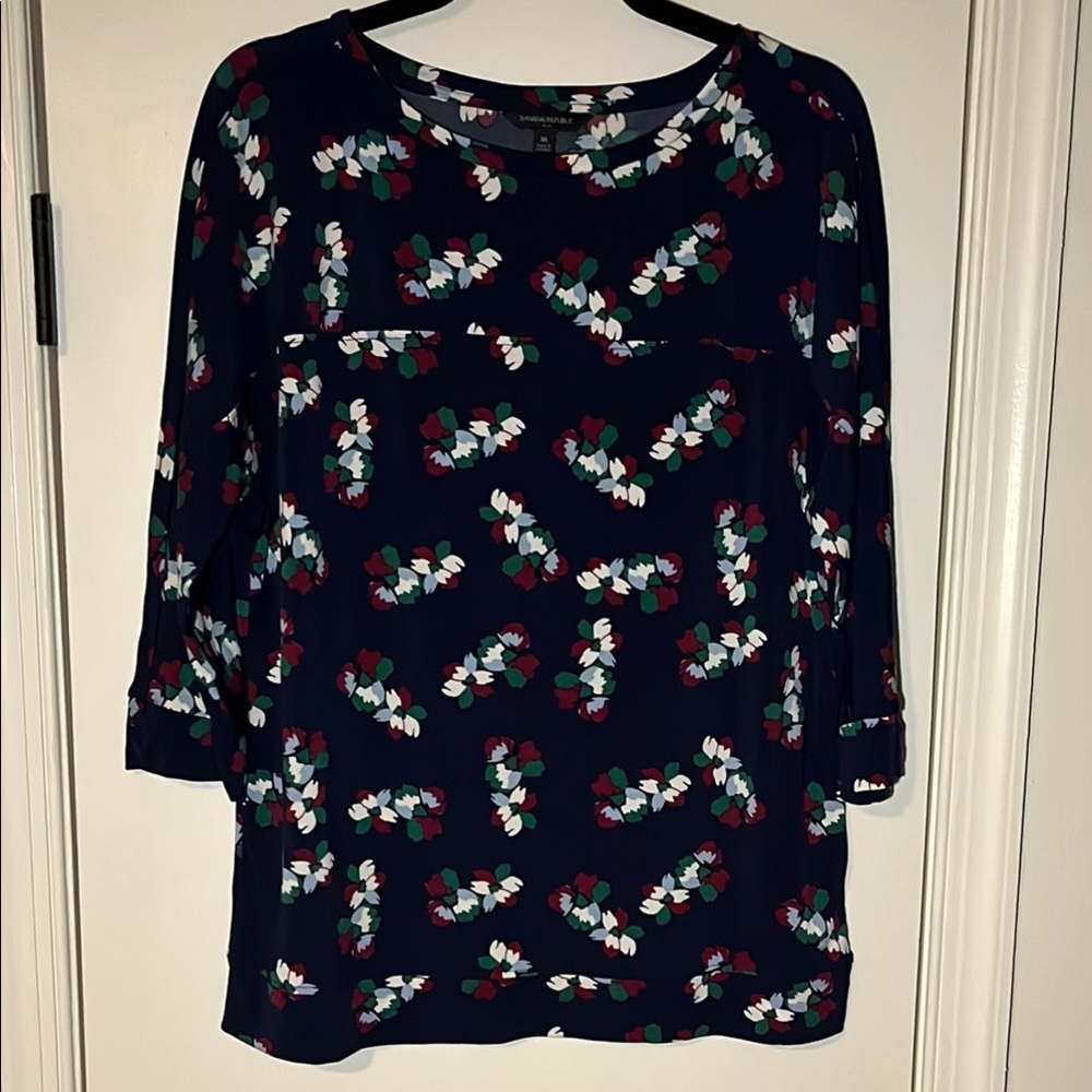 Floral Print Navy Blouse